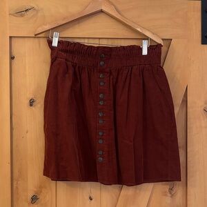 Madewell Brown/Rust Corduroy Button-Front Women's Skirt
